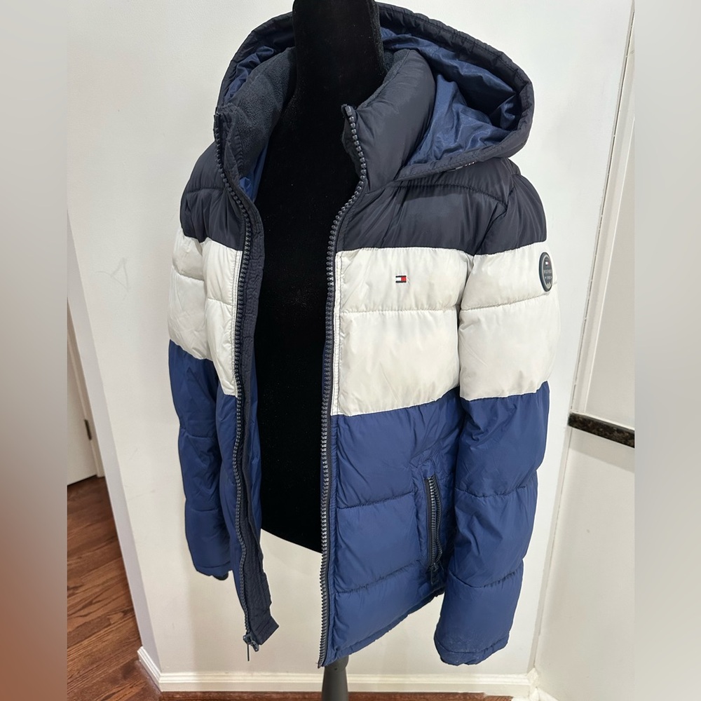 Tommy Hilfiger Navy and White Colorblock Jacket